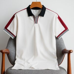 Premium Buttonless Contrast Polo T-Shirt